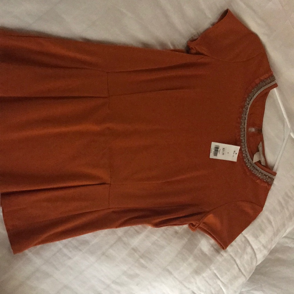 banana republic burnt orange capped sleeve top
